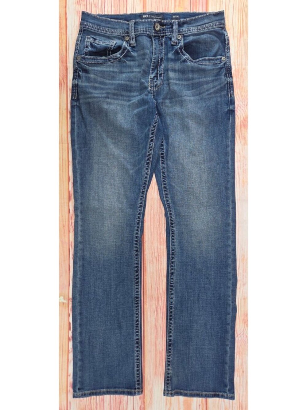 BKE Jake Straight 32x34 Mens Denim Jeans Dark Wash Cotton Blend